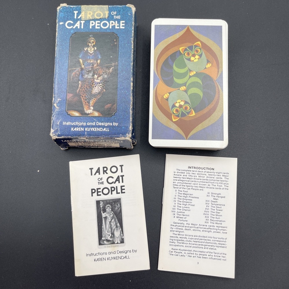 Tarot of the Cat People 1985 Karen Kuykendall Deck w Book Box 1088